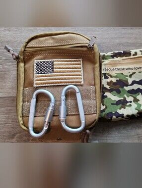 Tactical Khaki Utility Pouch with American Flag Patch